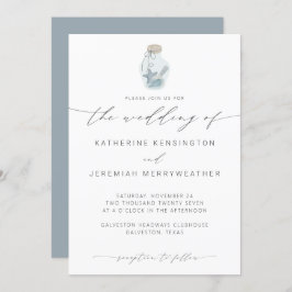 エレガントビーチシーセモダンル書結婚道 招待状