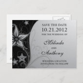 エレガントビーチスタフィッ結婚グとフローラ救の日付 案内ポストカード (正面/裏面)