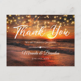 エレガントビーチストリングライツサマーサンキュー ポストカード