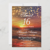 エレガントビーチストリングライツサマーバースデーパーティー 招待状 (正面)