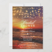 エレガントビーチストリングライツサマーブライダルシャワー 招待状 (正面)