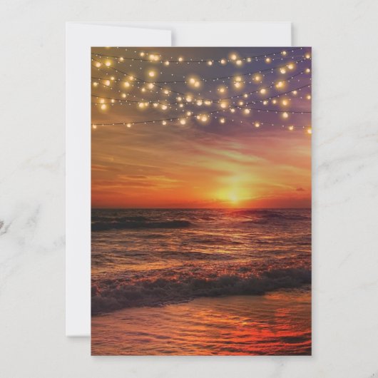 エレガントビーチストリングライツサマーブライダルシャワー 招待状 (裏面)