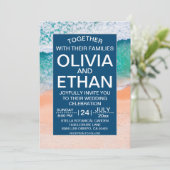 エレガントビーチネイビーブルーシーウェーブサマー結婚ズ 招待状 (スタンド正面)