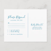 エレガントビーチブルー海ウェディングRSVP インビテーションポストカード (裏面)