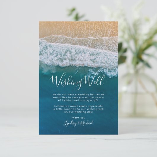 エレガントビーチブルー海結婚の願い井戸 エンクロージャーカード (スタンド正面)