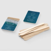 エレガントビーチブルー海結婚式 プログラム ハンドファン (組立なし)