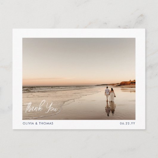 エレガントビーチモダンクラス結婚の写真ありがとう ポストカード (正面)