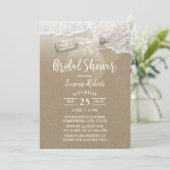 エレガントビーチラブメッセージボトルブライダルシャワー 招待状 (スタンド正面)