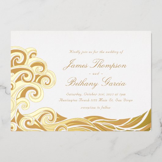 エレガントビーチ先フォイル招待状 箔招待状 (正面)