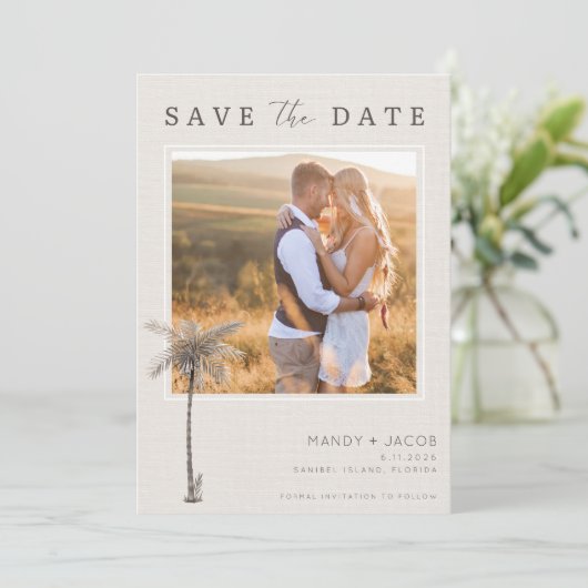 エレガントビーチ写真ウェディング日付の保存 セーブザデート (スタンド正面)