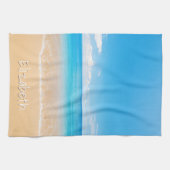 エレガントビーチ名と海パーソナライズされた名 キッチンタオル (横)