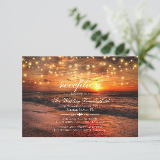 エレガントビーチ夏季ウエディングレセプションカード エンクロージャーカード (スタンド正面)