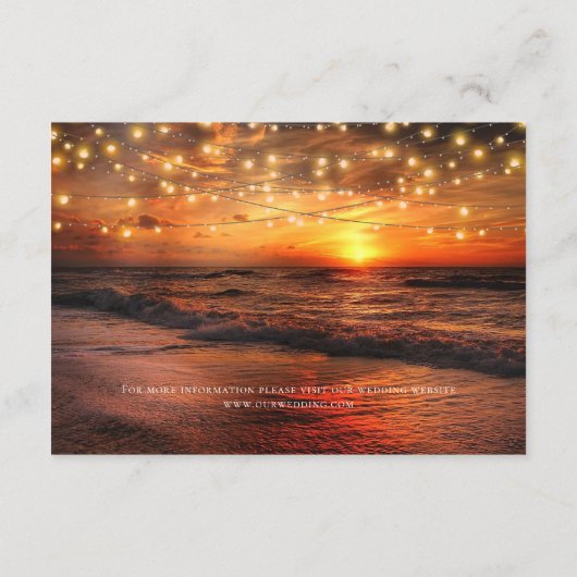 エレガントビーチ夏季ウエディングレセプションカード エンクロージャーカード (裏面)