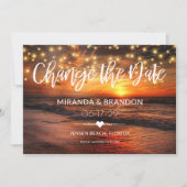 エレガントビーチ夏結婚の日付カードの変更 招待状 (正面)