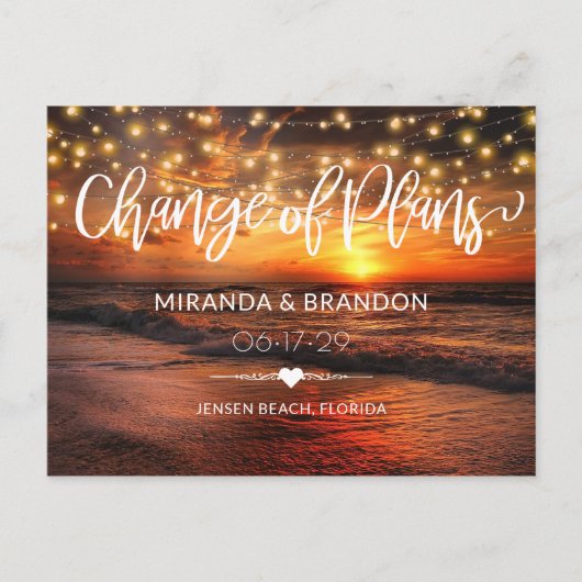 エレガントビーチ夏結婚の計画変更 ポストカード (正面)