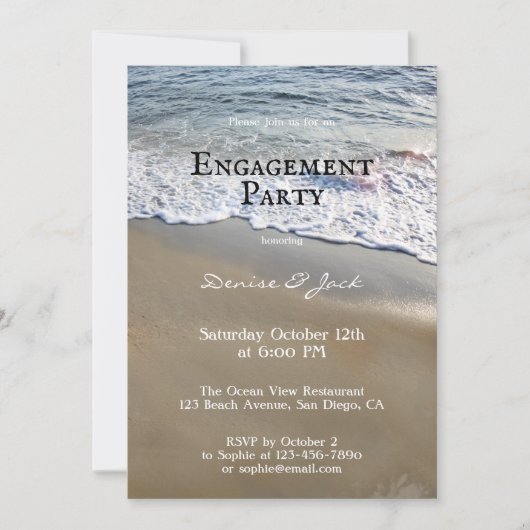 エレガントビーチ婚約パーティ招待状 招待状 (正面)