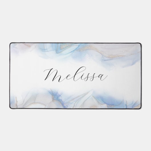 エレガントビーチ波アルコールインクモノグラム デスクマット (正面)