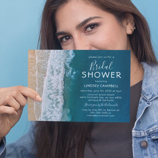エレガントビーチ熱帯海ブライダルシャワー 招待状