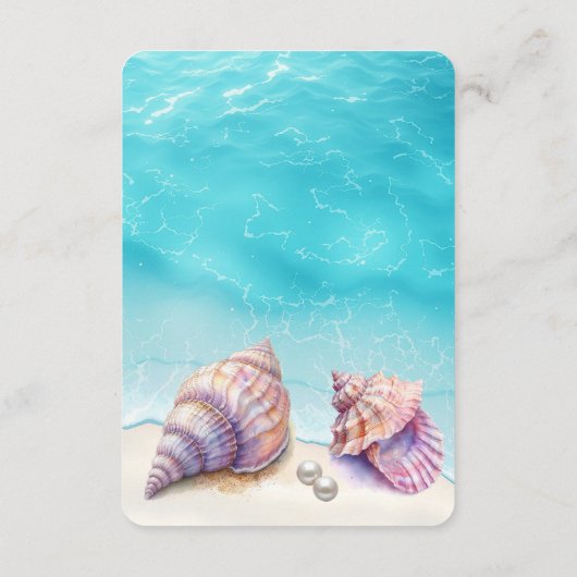 エレガントビーチ結婚式シーシェル真珠航海の エンクロージャーカード (裏面)