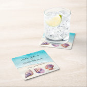 エレガントビーチ結婚式シーシェル真珠航海の スクエアペーパーコースター (インサイチュ)