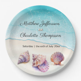 エレガントビーチ結婚式シーシェル真珠航海の ペーパープレート