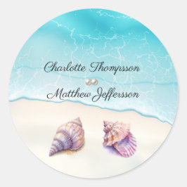 エレガントビーチ結婚式シーシェル真珠航海の ラウンドシール