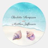 エレガントビーチ結婚式シーシェル真珠航海の ラウンドシール (正面)