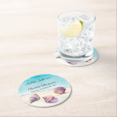 エレガントビーチ結婚式シーシェル真珠航海の ラウンドペーパーコースター (インサイチュ)