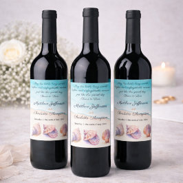 エレガントビーチ結婚式シーシェル真珠航海の ワインラベル