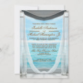エレガントビーチ結婚式モノグラム海&スカイ 招待状 (裏面)