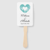 エレガントビーチ結婚式式プログラム注文ハート ハンドファン (正面)