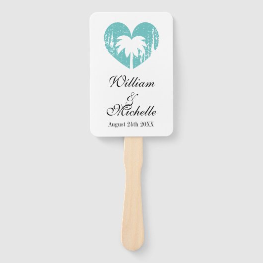 エレガントビーチ結婚式式プログラム注文ハート ハンドファン (正面)