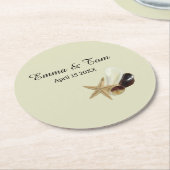 エレガントビーチ結婚式沿岸海先 ラウンドペーパーコースター (アングル)