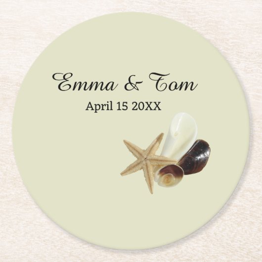 エレガントビーチ結婚式沿岸海先 ラウンドペーパーコースター (正面)