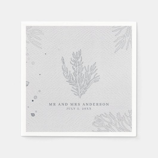 エレガントビーチ結婚式 スタンダードカクテルナプキン (正面)