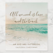 エレガントビーチ結婚式 ワインラベル (シングルラベル)