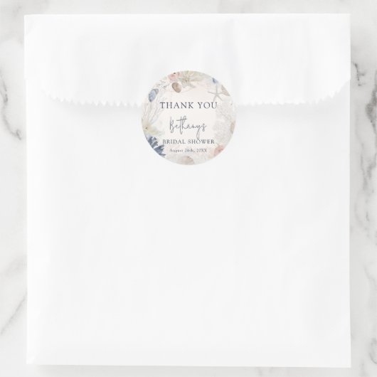 エレガントビーチ航海のブライダルシャワーありがとう ラウンドシール (バッグ)