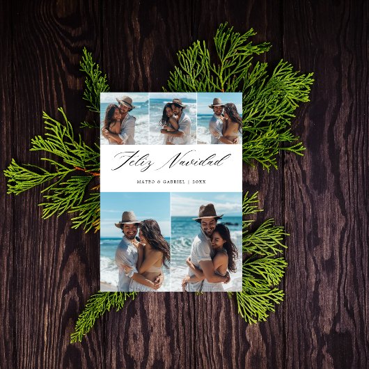 エレガントビーチ カップル 5 枚の写真 フェリス ナビダッド シーズンカード