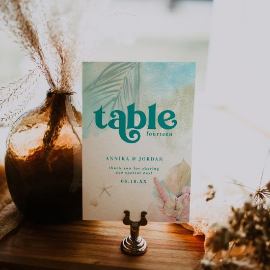 エレガントビーチ |シーサイド砂丘パーソナライズされた結婚ズ テーブルナンバー