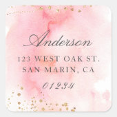 エレガントピかわいらしンク水カラー差出人住所 スクエアシール (正面)