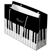 エレガントピアノ鍵盤名前をカスタムする&メッセージ ラージペーパーバッグ (正面アングル)