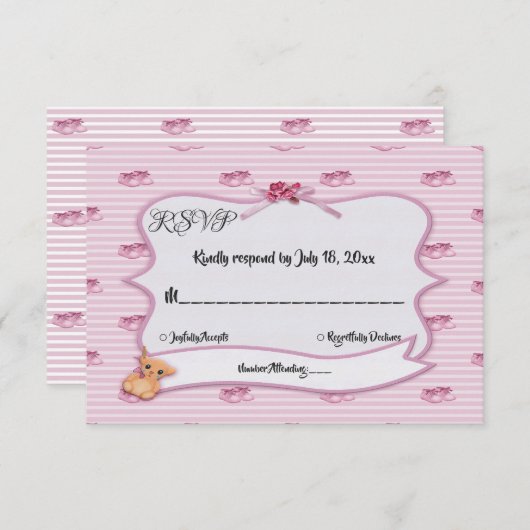 エレガントピガーリーックボーストライプズモダンシ結婚ッ 出欠カード (正面/裏面)