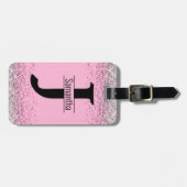 エレガントピガーリーック銀フェイクグリッター ラゲッジタグ (正面横)