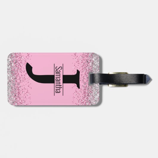 エレガントピガーリーック銀フェイクグリッター ラゲッジタグ (裏面横)