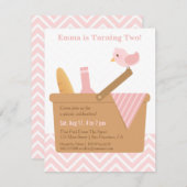 エレガントピクニックガールズバースデーパーティー招待状 招待状 (正面/裏面)