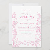 エレガントピクフランスのクChinoiserieフローラ結婚ズ 招待状 (正面)