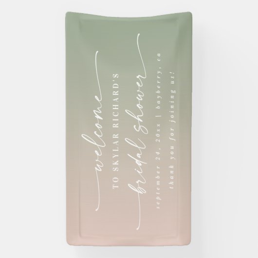 エレガントピグラデーションンク&グリーンブライダルシャワーへようこそ 横断幕 (縦)