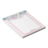 エレガントピスタイリッシュンクストライプ、水彩花 ノートパッド (アングル)