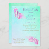 エレガントピスタイリッシュンク水カラーバレエ誕生日 招待状 (正面/裏面)