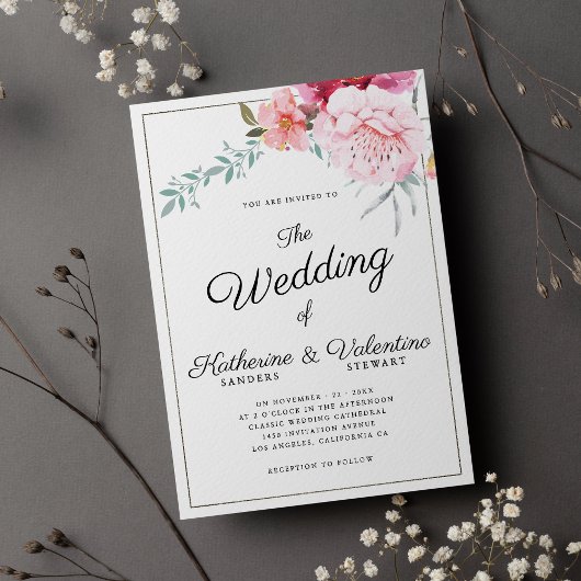 エレガントピックフォーマルミントフローラ結婚 招待状